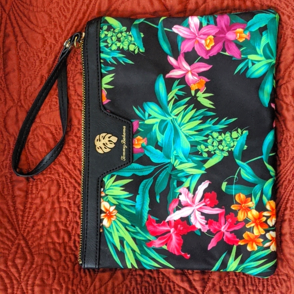 Tommy Bahama Tropical Floral Water Resistant Nylon Bag - Picture 1 of 3